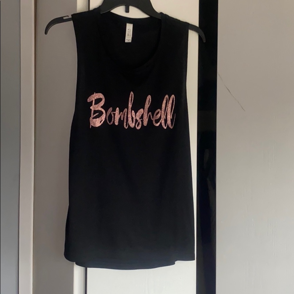 Bombshell pink/black tank - size medium